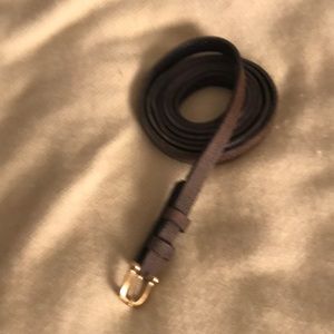 Chagrin brown leather double belt